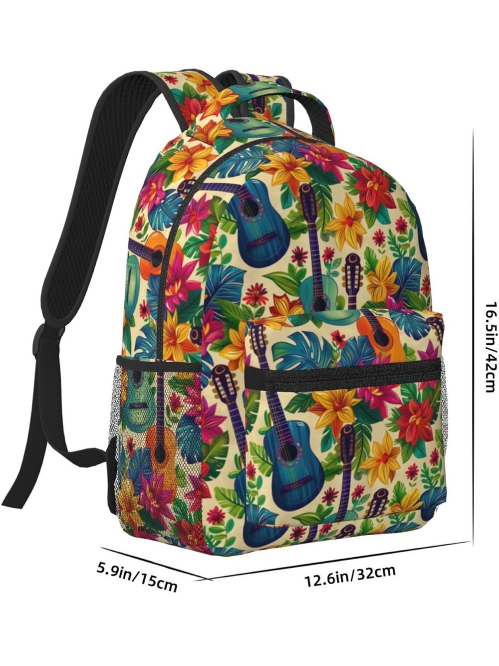 Colorful Tropical Guitar Backpack - Multicolor